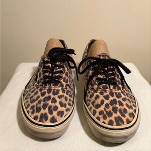 Leopard Print Lace-Up Vans Sneakers